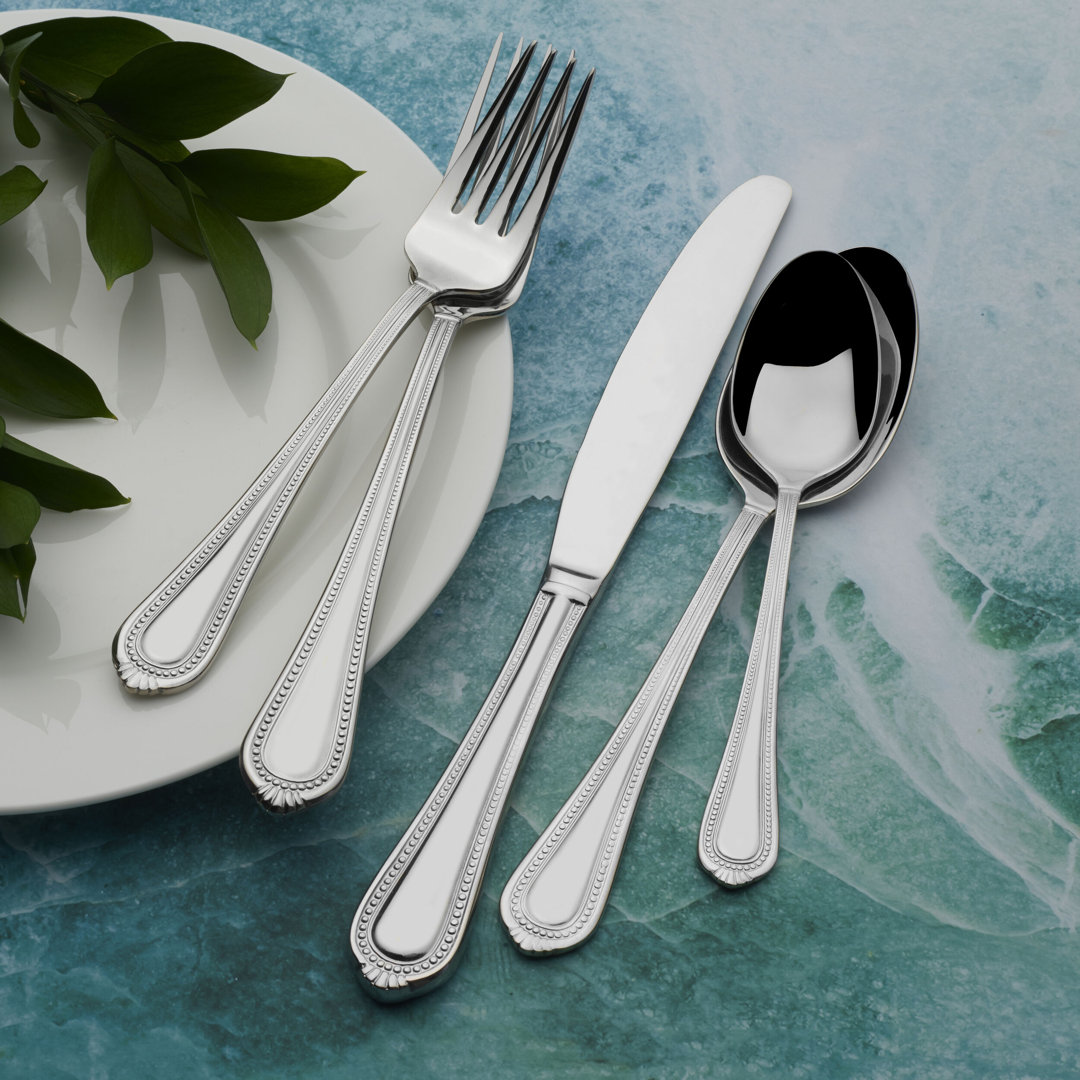 Mikasa Regent Bead 65-Piece 18/10 Stainless Steel Flatware Set, Service for 12